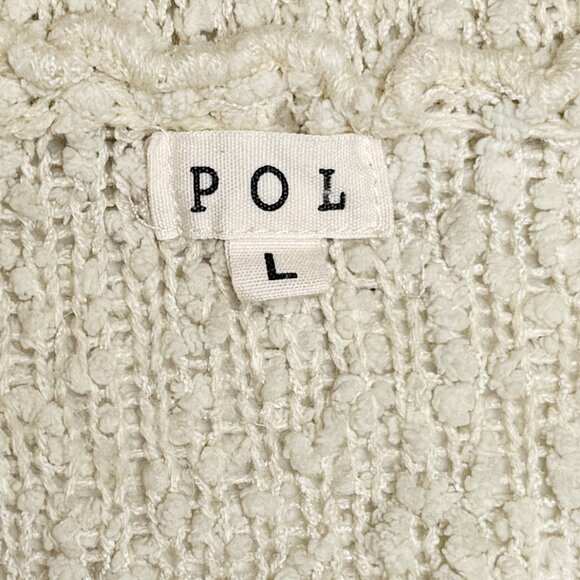 POL ANTHROPOLOGIE CREAM HOODIE SWEATER  CHUNKY KNIT COZY SOFT GIRL LARGE - Picture 6 of 9